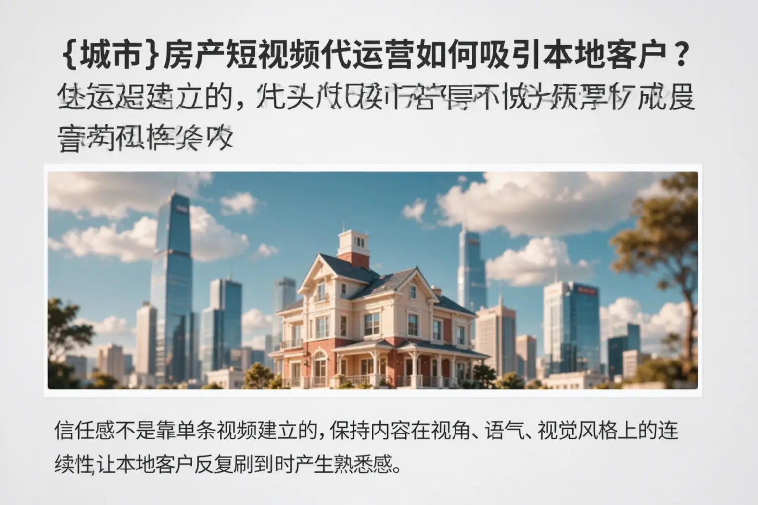 裕民房产短视频代运营如何吸引本地客户?